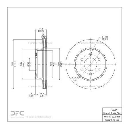 Dynamic Friction Co Disc Brake Rotor - Dynamic Friction Company 600-40069 600-40069
